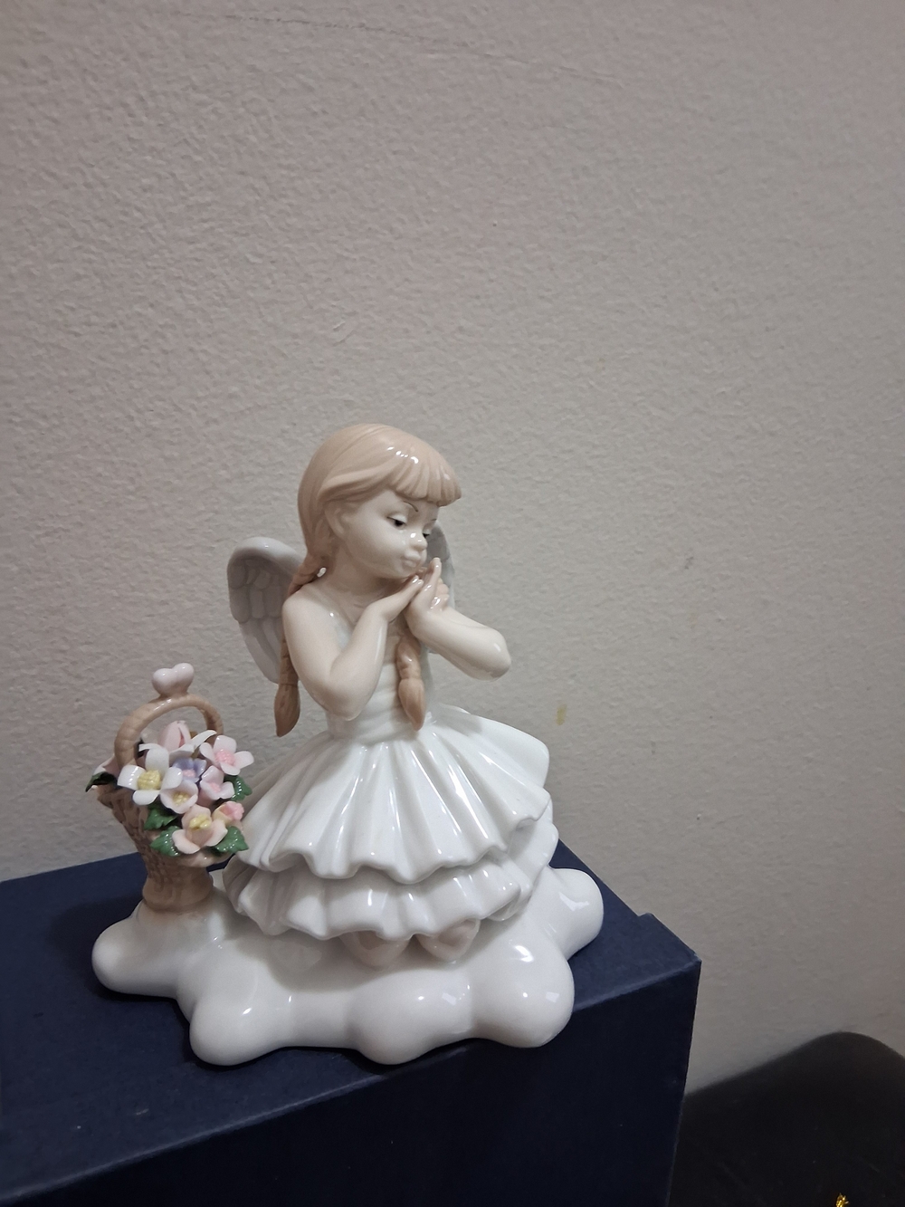 Porcelain Angel Figurine with Pastel Flowers